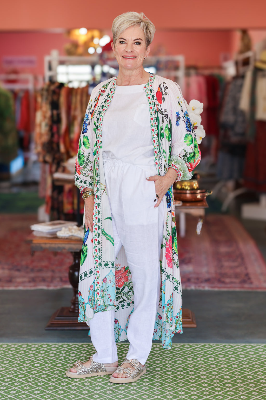 Frock 'n Roll - Pink & White Striped Floral Dress