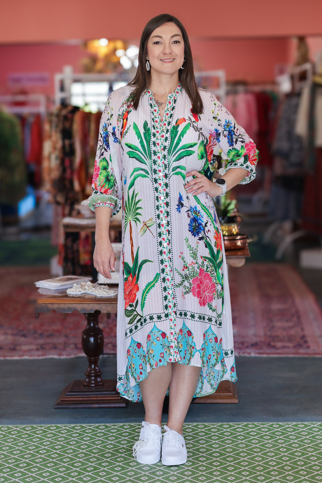 Frock 'n Roll - Pink & White Striped Floral Dress