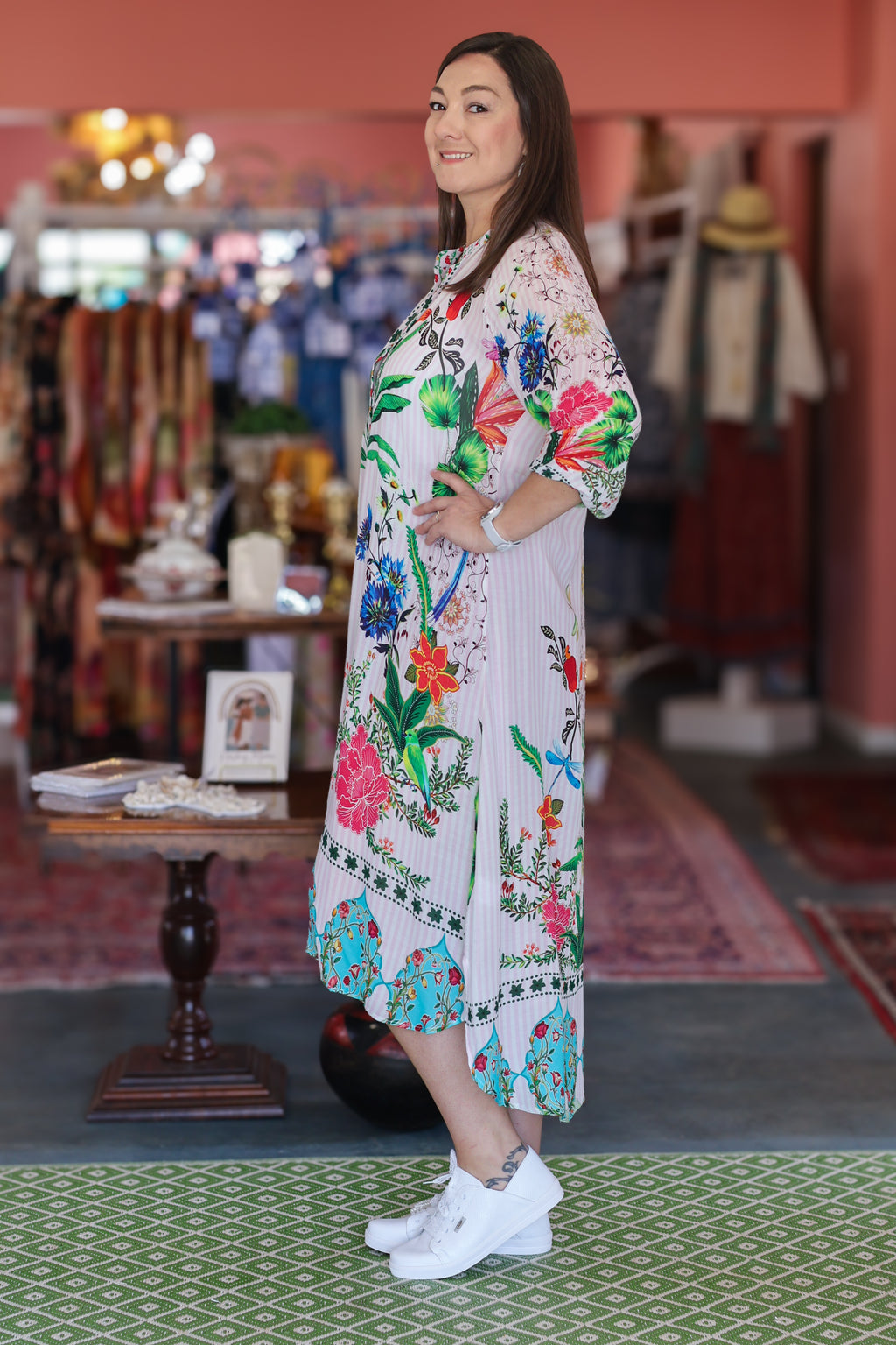 Frock 'n Roll - Pink & White Striped Floral Dress
