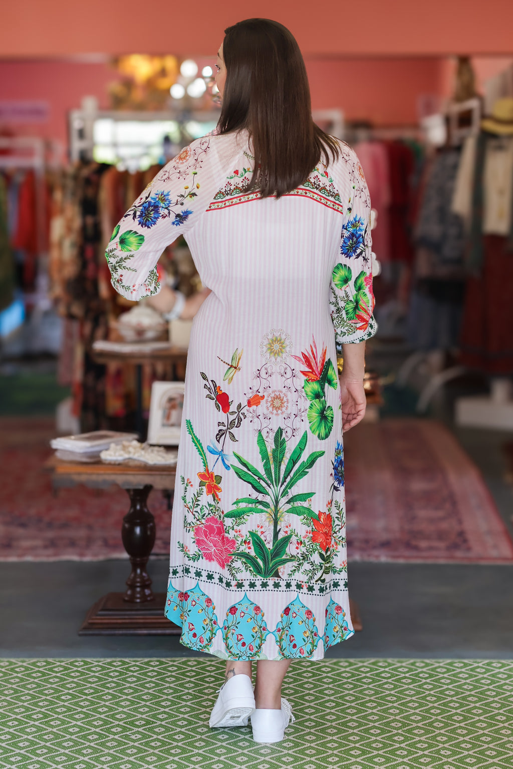 Frock 'n Roll - Pink & White Striped Floral Dress