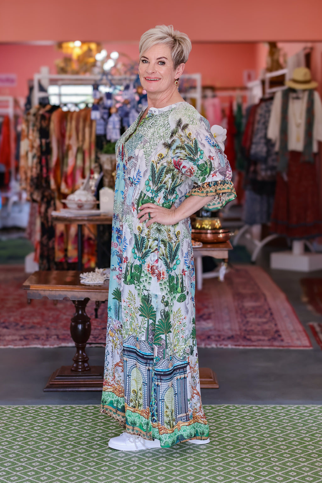 Frock 'n Roll - Blue/Green Geometric Floral
