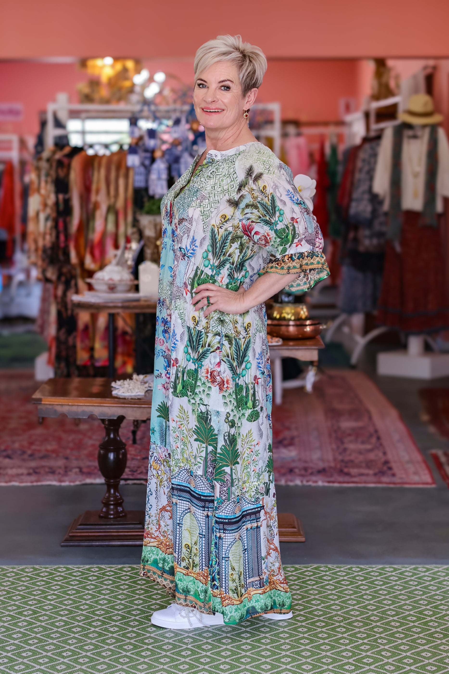 Frock 'n Roll - Blue/Green Geometric Floral