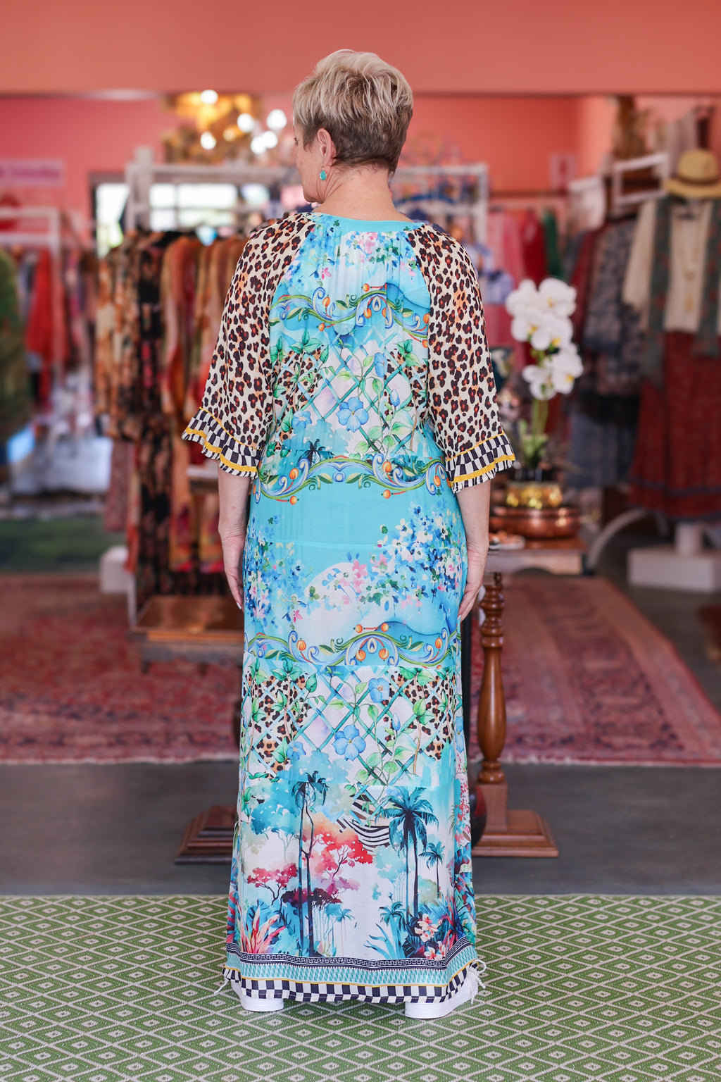 Frock 'n Roll - Leopard/Blue Floral Print Dress