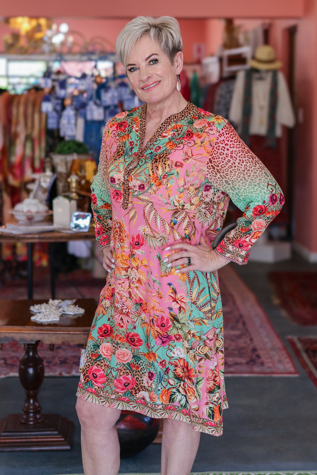 Frock 'n Roll - Pink Animal/Floral Print Dress