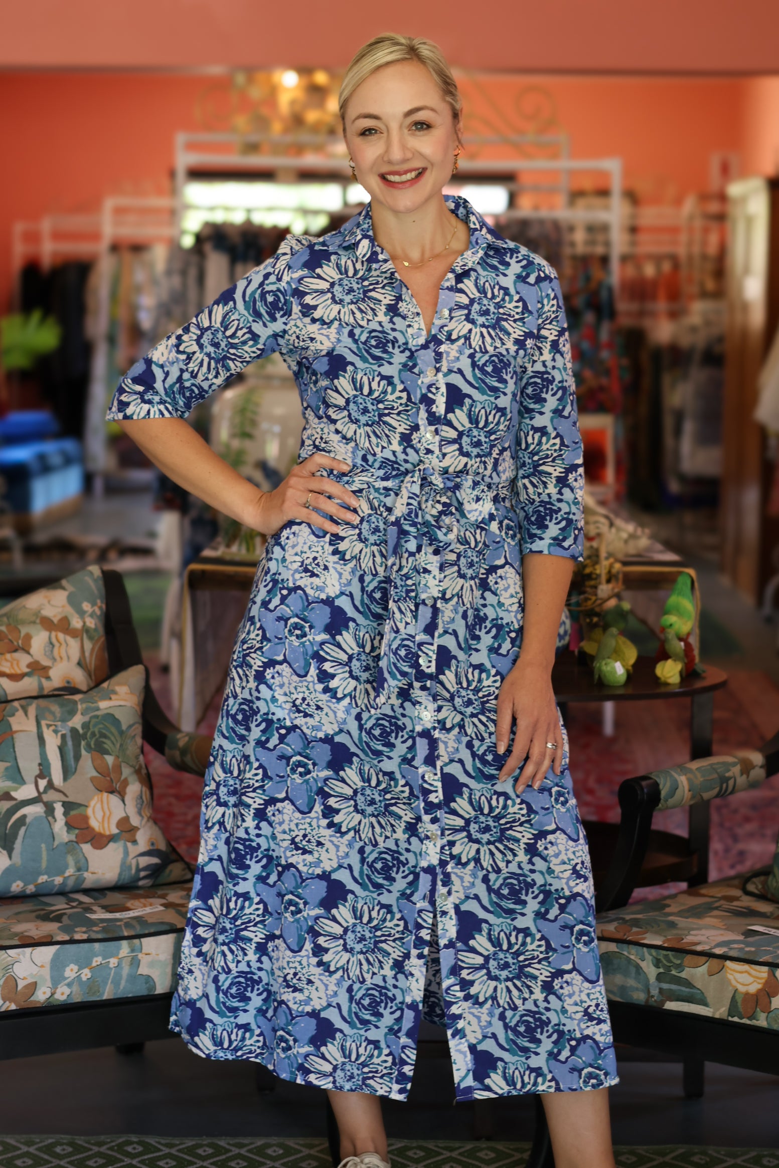 Iconic | Betty Button Blue Floral