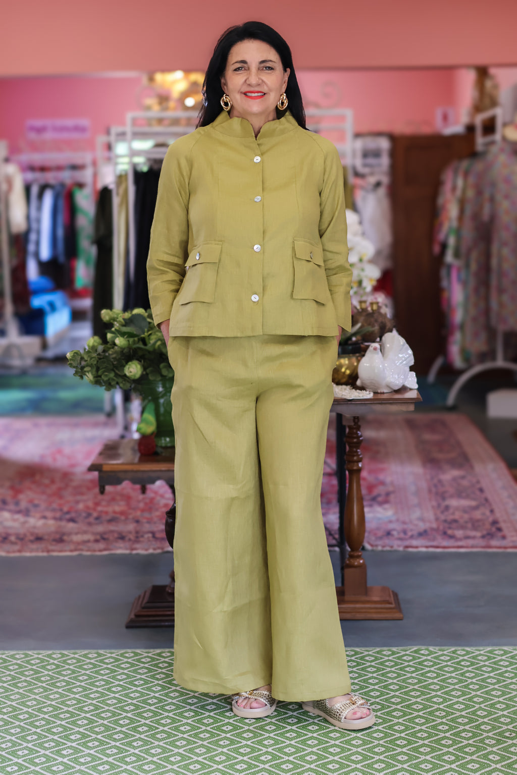 Linen Olive Button-Up Jacket – The Emporium
