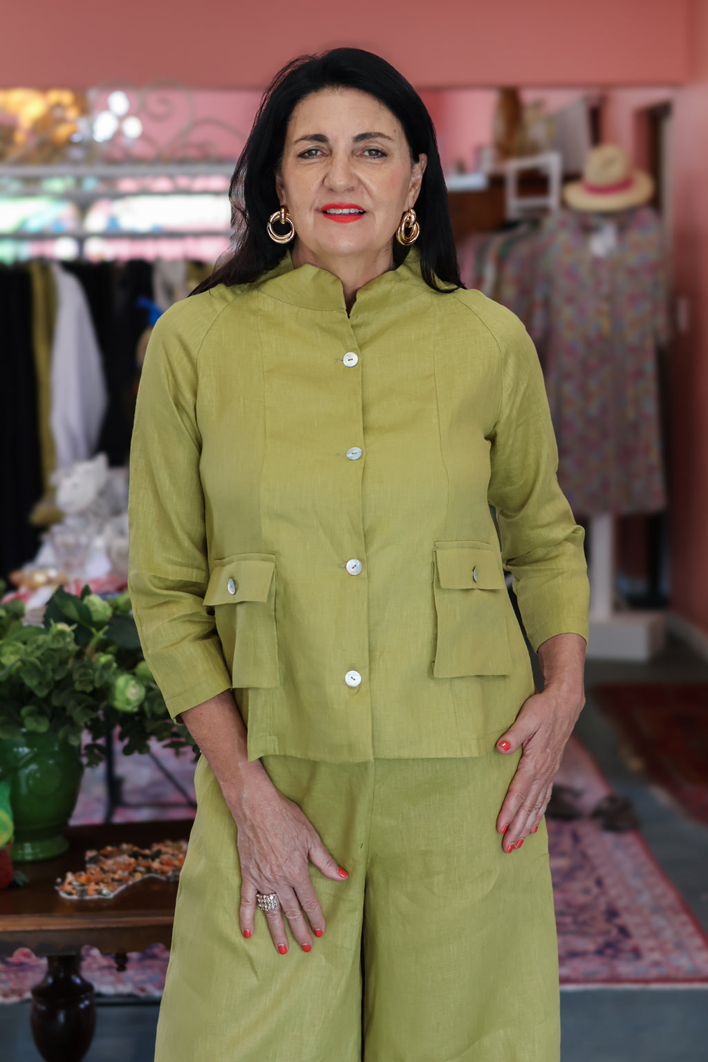 Linen Olive Button-Up Jacket – The Emporium